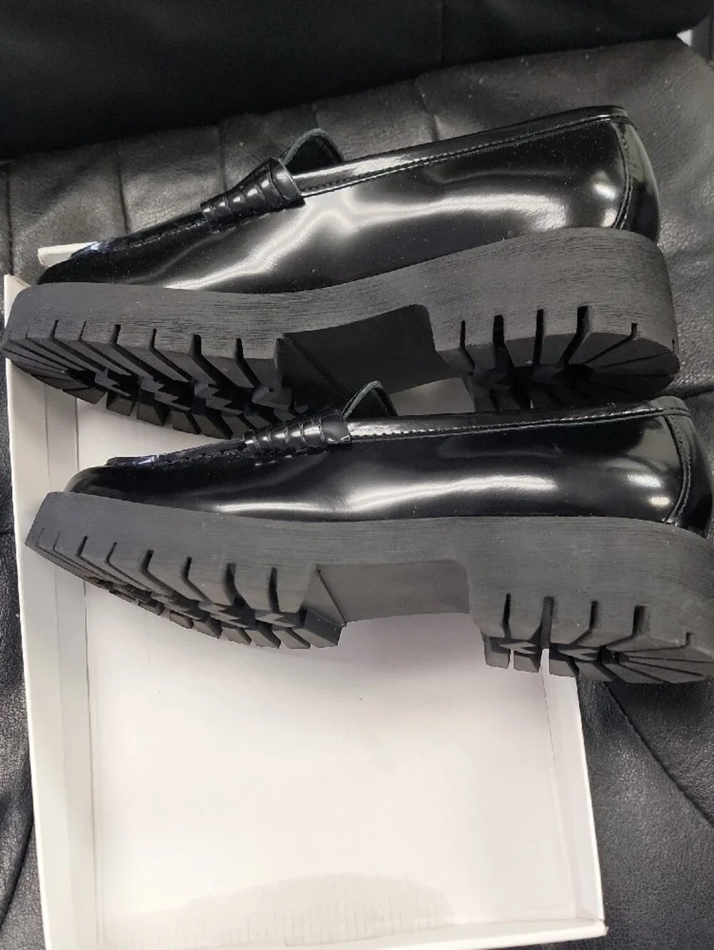 Steve Madden Black Patent Leather Penny Loafers